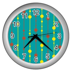 Green, Yellow And Red Pattern Wall Clocks (silver) 