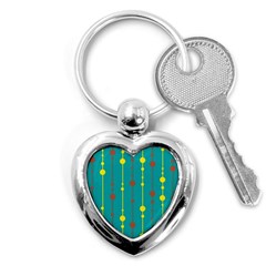 Green, Yellow And Red Pattern Key Chains (heart) 