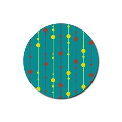 Green, Yellow And Red Pattern Rubber Coaster (round)  by Valentinaart