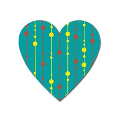 Green, Yellow And Red Pattern Heart Magnet by Valentinaart