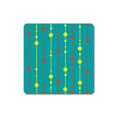 Green, Yellow And Red Pattern Square Magnet