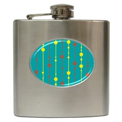 Green, Yellow And Red Pattern Hip Flask (6 Oz)