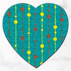 Green, Yellow And Red Pattern Jigsaw Puzzle (heart)