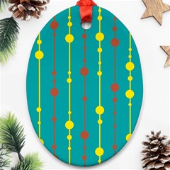 Green, Yellow And Red Pattern Oval Ornament (two Sides)