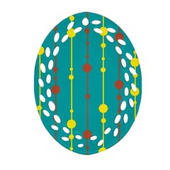 Green, Yellow And Red Pattern Oval Filigree Ornament (2-side) 