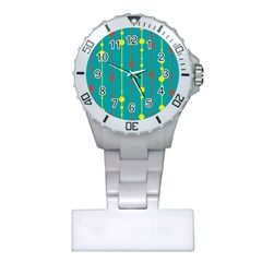 Green, Yellow And Red Pattern Plastic Nurses Watch