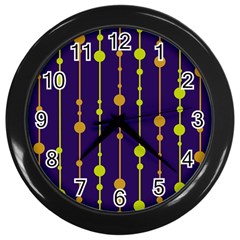 Deep Blue, Orange And Yellow Pattern Wall Clocks (black) by Valentinaart