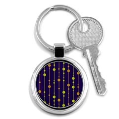 Deep Blue, Orange And Yellow Pattern Key Chains (round)  by Valentinaart