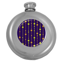 Deep Blue, Orange And Yellow Pattern Round Hip Flask (5 Oz)