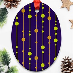 Deep Blue, Orange And Yellow Pattern Oval Ornament (two Sides)