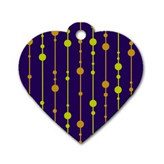 Deep Blue, Orange And Yellow Pattern Dog Tag Heart (two Sides)