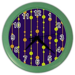 Deep Blue, Orange And Yellow Pattern Color Wall Clocks