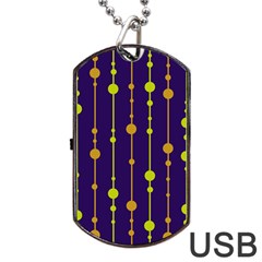 Deep Blue, Orange And Yellow Pattern Dog Tag Usb Flash (two Sides) 