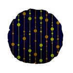 Deep blue, orange and yellow pattern Standard 15  Premium Flano Round Cushions Back