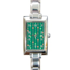 Green Pattern Rectangle Italian Charm Watch