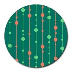 Green Pattern Round Mousepads by Valentinaart