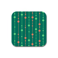 Green Pattern Rubber Square Coaster (4 Pack) 