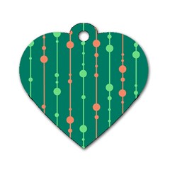 Green Pattern Dog Tag Heart (two Sides)