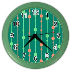 Green Pattern Color Wall Clocks