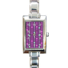 Purple and green pattern Rectangle Italian Charm Watch