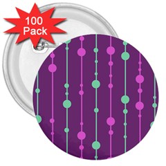 Purple and green pattern 3  Buttons (100 pack) 