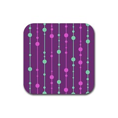 Purple and green pattern Rubber Coaster (Square) 