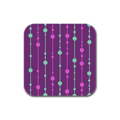 Purple and green pattern Rubber Square Coaster (4 pack) 