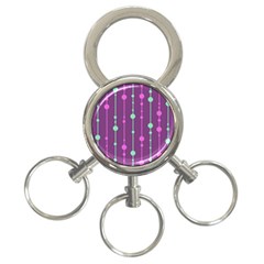 Purple and green pattern 3-Ring Key Chains