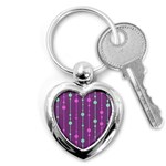 Purple and green pattern Key Chains (Heart)  Front