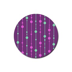 Purple and green pattern Rubber Coaster (Round) 