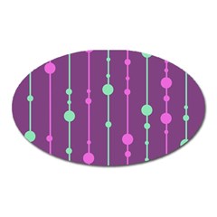 Purple And Green Pattern Oval Magnet