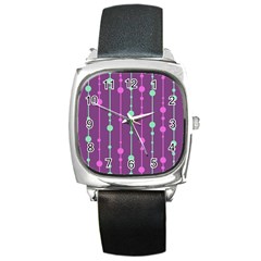 Purple and green pattern Square Metal Watch