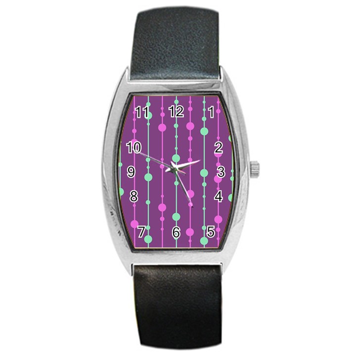 Purple and green pattern Barrel Style Metal Watch