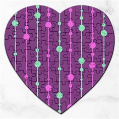 Purple and green pattern Jigsaw Puzzle (Heart)