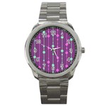 Purple and green pattern Sport Metal Watch Front