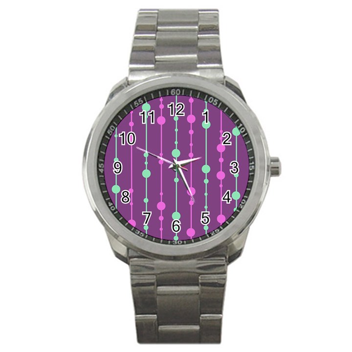 Purple and green pattern Sport Metal Watch