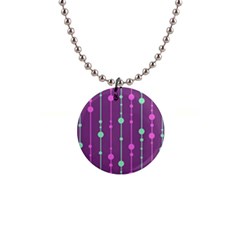 Purple and green pattern Button Necklaces