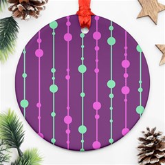 Purple and green pattern Round Ornament (Two Sides) 