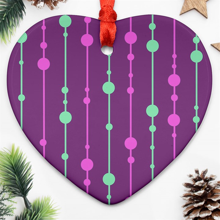 Purple and green pattern Heart Ornament (2 Sides)