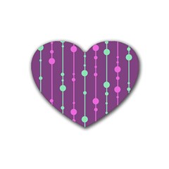 Purple and green pattern Heart Coaster (4 pack) 