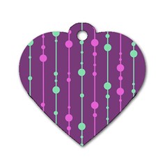 Purple And Green Pattern Dog Tag Heart (one Side) by Valentinaart