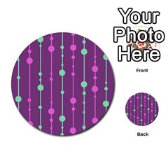 Purple and green pattern Multi-purpose Cards (Round) 