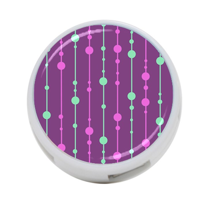 Purple and green pattern 4-Port USB Hub (Two Sides) 