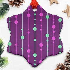 Purple And Green Pattern Snowflake Ornament (2-side) by Valentinaart