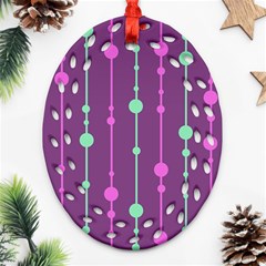 Purple And Green Pattern Ornament (oval Filigree)  by Valentinaart