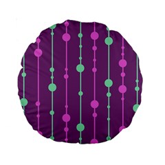 Purple and green pattern Standard 15  Premium Round Cushions