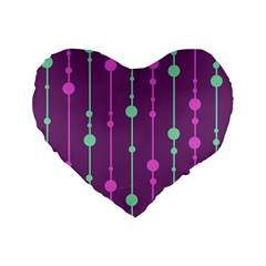 Purple and green pattern Standard 16  Premium Heart Shape Cushions