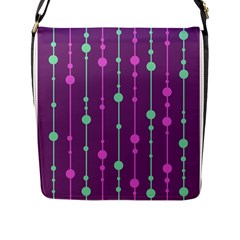 Purple and green pattern Flap Messenger Bag (L) 