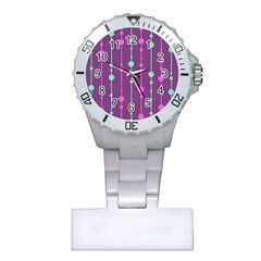 Purple and green pattern Plastic Nurses Watch