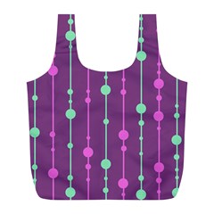 Purple and green pattern Full Print Recycle Bags (L) 